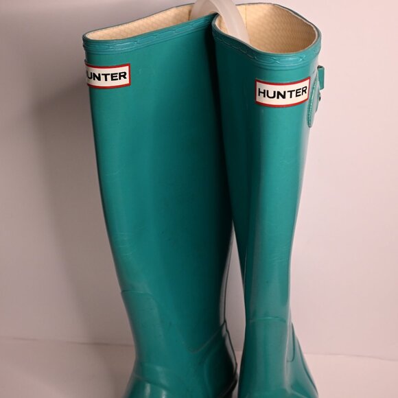 Hunter Original Tall Rain Boots in Turquoise - Picture 1 of 8